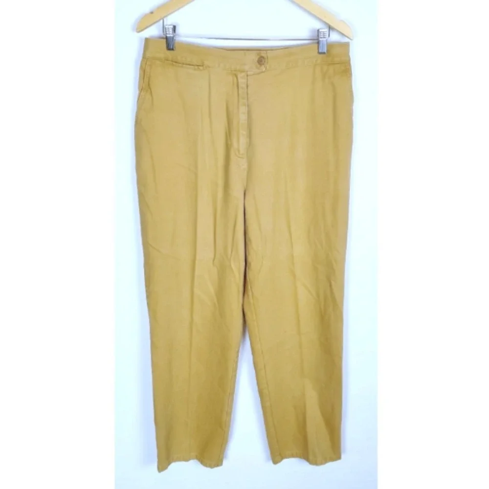 Pendleton Pants Women's Size 16 Mustard Flat Front 100% Cotton High Waist 32x29